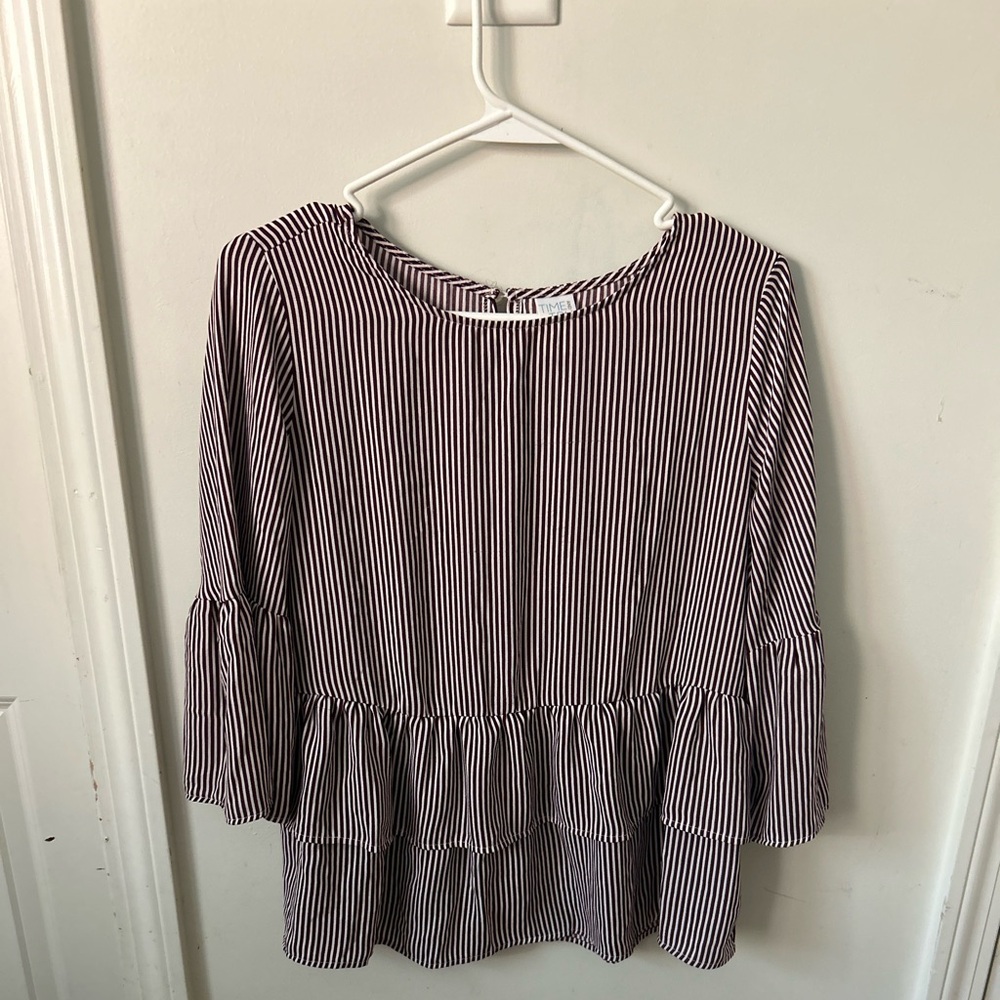 Time and tru burgundy with white strips blouse